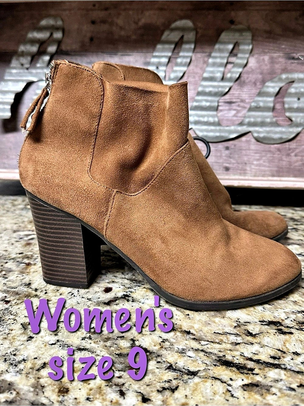 Women's Brown Heeled Ankle Boots US 9